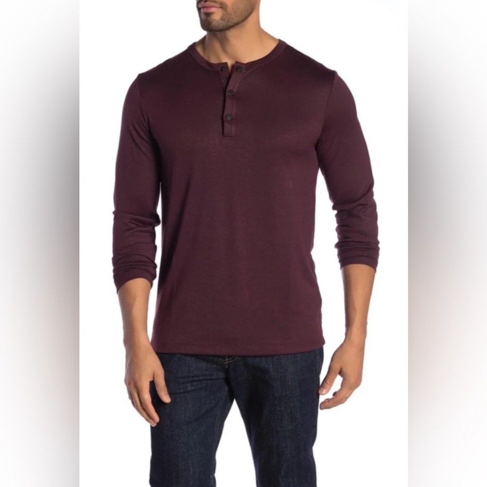 Theory Snap Henley O Activate Jersey in Malbec - Size XL